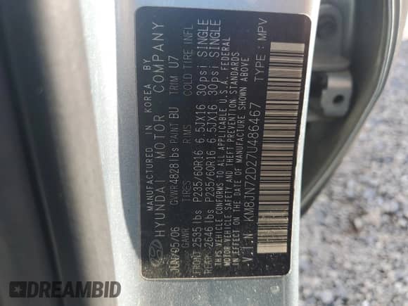 2007 Hyundai Tucson SE с VIN KM8JN72D27U486467, выставлен на аукционе Copart как лот 66517225 с пробегом 164 189 миль миль и Чистый • Clean title. История ставок и продаж доступна на DreamBid. Изображение 13.