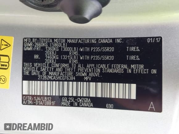 ✅ 2017 Lexus RX 350 F Sport • VIN: 2T2BZMCA5HC076384 • Lot: 43744144. Listed on IAAI with 128,895 mi. Free auction sales archive from the USA and detailed vehicle history report at DreamBid. Image 9.