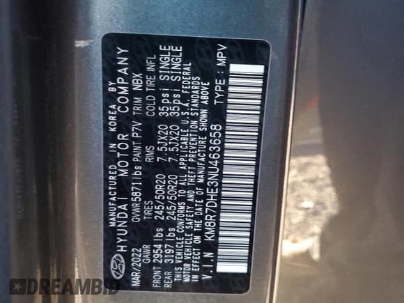 ✅ 2022 Hyundai Palisade Calligraphy • VIN: KM8R7DHE3NU463658 • Лот: 82497655. Опубликован ранее на Copart с пробегом 41 018 миль. Бесплатный доступ к архиву аукционных продаж из США и подробный отчёт об истории автомобиля на DreamBid. Изображение 13.