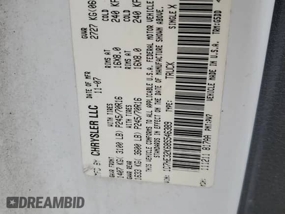 2008 Dodge Dakota SXT с VIN 1D7HE32K68S546389, выставлен на аукционе Copart как лот 87746125 с пробегом 188 233 миль миль и Списание • Salvage title. История ставок и продаж доступна на DreamBid. Изображение 14.