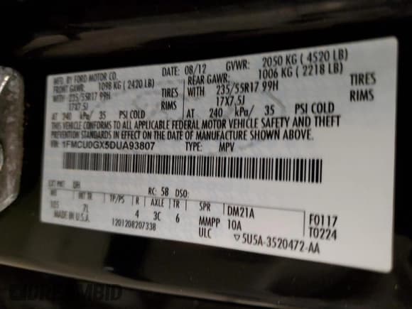 ✅ 2013 Ford Escape SE • VIN: 1FMCU0GX5DUA93807 • Lot: 91721735. Wystawiony na Copart z przebiegiem 68 430 mil. Bezpłatny archiwum sprzedaży aukcyjnych z USA i szczegółowy raport historii pojazdu na DreamBid. Zdjęcie 13.