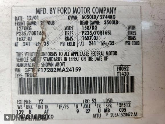 ✅ 2002 Ford F-150 XL • VIN: 3FTRF17282MA24159 • Лот: 80681735. Опубликован ранее на Copart с пробегом 114 835 миль. Бесплатный доступ к архиву аукционных продаж из США и подробный отчёт об истории автомобиля на DreamBid. Изображение 12.