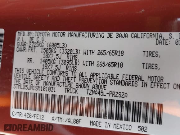 ✅ 2025 Toyota Tacoma SR • VIN: 3TMLB5JN1SM101031 • Лот: 42178182. Опубликован ранее на IAAI с пробегом 676 миль. Бесплатный доступ к архиву аукционных продаж из США и подробный отчёт об истории автомобиля на DreamBid. Изображение 9.