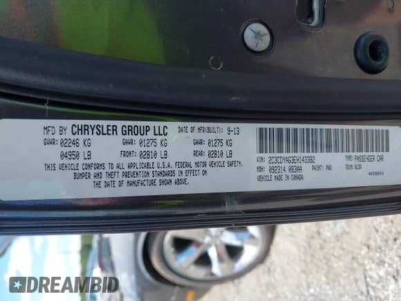 2014 Dodge Challenger SXT z VIN 2C3CDYAG3EH143382, wystawiony jako IAAI lot #43081160 z przebiegiem 35 011 mil mil oraz . Historia ofert i sprzedaży dostępna na DreamBid. Obrazek 9.