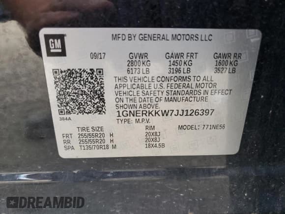 ✅ 2018 Chevrolet Traverse Premier • VIN: 1GNERKKW7JJ126397 • Lot: 69941804. Wystawiony na Copart z przebiegiem 50 119 mil. Bezpłatny archiwum sprzedaży aukcyjnych z USA i szczegółowy raport historii pojazdu na DreamBid. Zdjęcie 14.