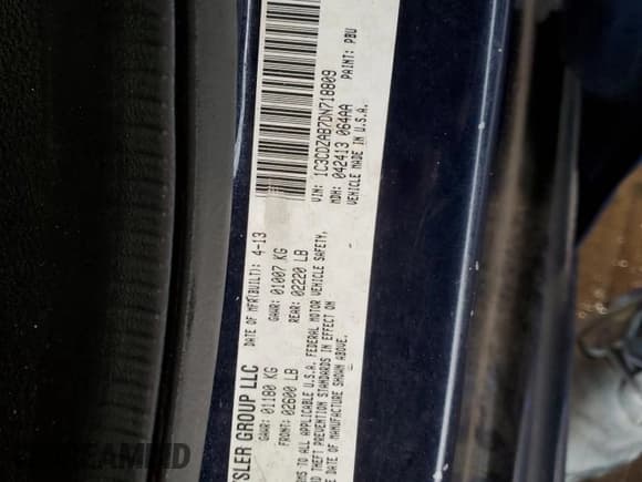 ✅ 2013 Dodge Avenger SE • VIN: 1C3CDZAB7DN718809 • Lot: 82471174. Listed on Copart with 146,416 mi. Free auction sales archive from the USA and detailed vehicle history report at DreamBid. Image 13.