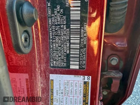 ✅ 2018 Toyota C-HR XLE • VIN: NMTKHMBX7JR037658 • Lot: 94501895. Listed on Copart with 111,123 mi. Free auction sales archive from the USA and detailed vehicle history report at DreamBid. Image 12.