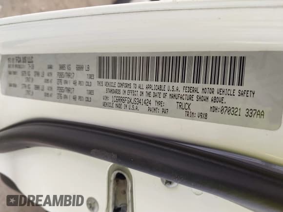 ✅ 2018 Ram 1500 Tradesman • VIN: 1C6RR6FGXJS341424 • Lot: 41609821. Listed on IAAI with 86,894 mi. Free auction sales archive from the USA and detailed vehicle history report at DreamBid. Image 9.