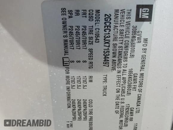 ✅ 2007 Chevrolet Silverado 1500 LTZ • VIN: 2GCEC13JX71534497 • Lot: 52520985. Listed on Copart with 179,548 mi. Free auction sales archive from the USA and detailed vehicle history report at DreamBid. Image 12.