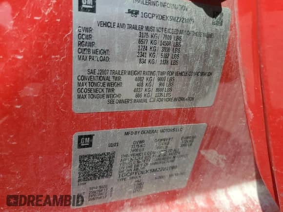 2021 Chevrolet Silverado 1500 LT с VIN 1GCPYDEK5MZ221099, выставлен на аукционе Copart как лот 68085235 с пробегом 134 031 миль миль и Чистый • Clean title. История ставок и продаж доступна на DreamBid. Изображение 13.