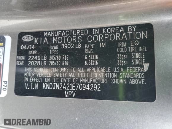 ✅ 2014 Kia Soul • VIN: KNDJN2A21E7094292 • Lot: 93261255. Listed on Copart with 161,094 mi. Free auction sales archive from the USA and detailed vehicle history report at DreamBid. Image 13.