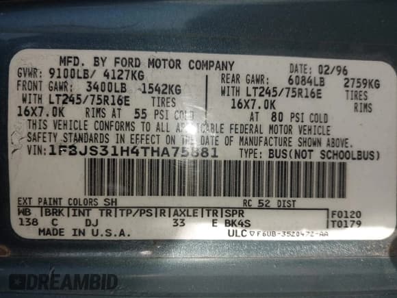 ✅ 1996 Ford Econoline Wagon XL • VIN: 1FBJS31H4THA75881 • Лот: 41382919. Опубликован ранее на IAAI с пробегом 109 590 миль. Бесплатный доступ к архиву аукционных продаж из США и подробный отчёт об истории автомобиля на DreamBid. Изображение 9.