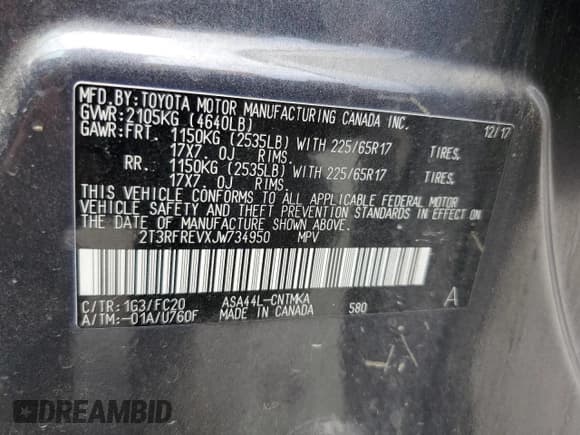 ✅ 2018 Toyota RAV4 XLE • VIN: 2T3RFREVXJW734950 • Lot: 58436135. Wystawiony na Copart z przebiegiem 98 518 mil. Bezpłatny archiwum sprzedaży aukcyjnych z USA i szczegółowy raport historii pojazdu na DreamBid. Zdjęcie 12.