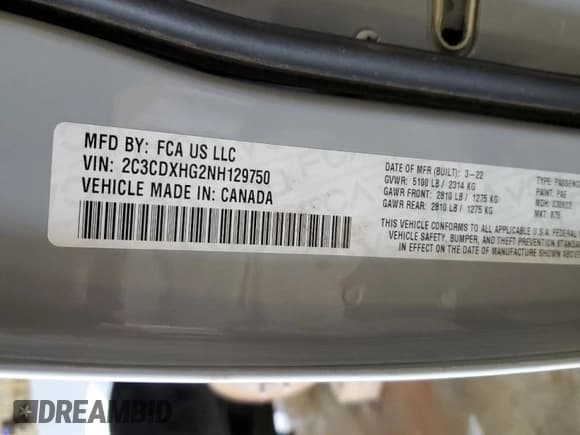 ✅ 2022 Dodge Charger GT • VIN: 2C3CDXHG2NH129750 • Лот: 80460445. Опубликован ранее на Copart с пробегом 35 539 миль. Бесплатный доступ к архиву аукционных продаж из США и подробный отчёт об истории автомобиля на DreamBid. Изображение 12.