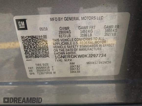 ✅ 2019 Chevrolet Traverse LT Cloth • VIN: 1GNERGKW0KJ297734 • Lot: 43288068. Wystawiony na IAAI z przebiegiem 114 751 mil. Bezpłatny archiwum sprzedaży aukcyjnych z USA i szczegółowy raport historii pojazdu na DreamBid. Zdjęcie 9.