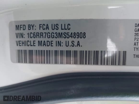 ✅ 2021 Ram 1500 Warlock • VIN: 1C6RR7GG3MS548908 • Lot: 43687738. Wystawiony na IAAI z przebiegiem 91 363 mil. Bezpłatny archiwum sprzedaży aukcyjnych z USA i szczegółowy raport historii pojazdu na DreamBid. Zdjęcie 9.