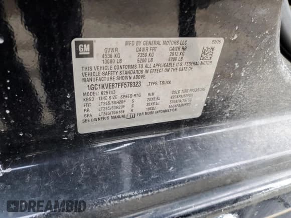 ✅ 2015 Chevrolet Silverado 2500HD LT • VIN: 1GC1KVE87FF578323 • Lot: 89270105. Listed on Copart with 184,556 mi. Free auction sales archive from the USA and detailed vehicle history report at DreamBid. Image 14.