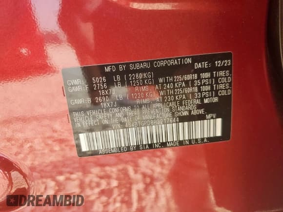 ✅ 2024 Subaru Outback Touring XT • VIN: 4S4BTGPD8R3217644 • Lot: 71434665. Wystawiony na Copart z przebiegiem 14 784 mil. Bezpłatny archiwum sprzedaży aukcyjnych z USA i szczegółowy raport historii pojazdu na DreamBid. Zdjęcie 14.