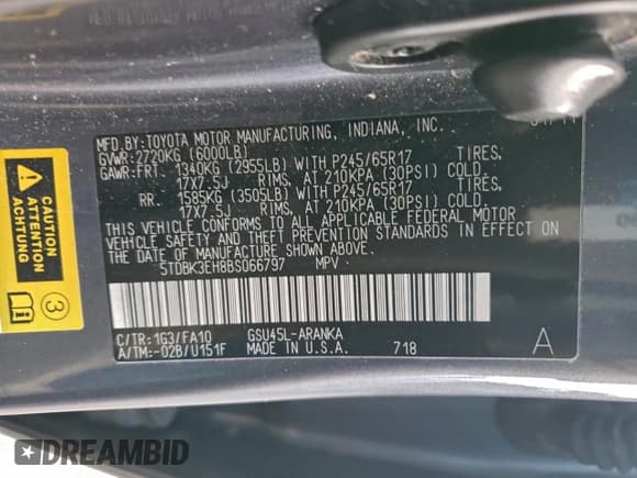 ✅ 2011 Toyota Highlander • VIN: 5TDBK3EH8BS066797 • Lot: 93655725. Wystawiony na Copart z przebiegiem 135 177 mil. Bezpłatny archiwum sprzedaży aukcyjnych z USA i szczegółowy raport historii pojazdu na DreamBid. Zdjęcie 13.