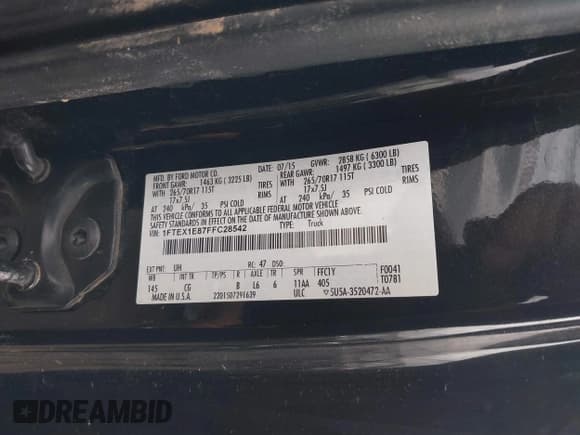 ✅ 2015 Ford F-150 XLT • VIN: 1FTEX1E87FFC28542 • Lot: 41822940. Wystawiony na IAAI z przebiegiem Nie podano. Bezpłatny archiwum sprzedaży aukcyjnych z USA i szczegółowy raport historii pojazdu na DreamBid. Zdjęcie 9.