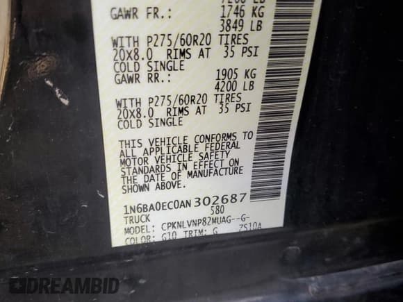 ✅ 2010 Nissan Titan LE • VIN: 1N6BA0EC0AN302687 • Лот: 81499655. Опубликован ранее на Copart с пробегом 174 916 миль. Бесплатный доступ к архиву аукционных продаж из США и подробный отчёт об истории автомобиля на DreamBid. Изображение 12.