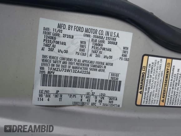 ✅ 2003 Ford Explorer XLT • VIN: 1FMZU73W13ZA42256 • Lot: 41234031. Listed on IAAI with Not provided. Free auction sales archive from the USA and detailed vehicle history report at DreamBid. Image 9.
