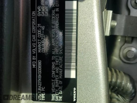 ✅ 2019 Volvo S60 Momentum • VIN: 7JRA22TK6KG008980 • Лот: 92649095. Опубликован ранее на Copart с пробегом 26 562 миль. Бесплатный доступ к архиву аукционных продаж из США и подробный отчёт об истории автомобиля на DreamBid. Изображение 12.