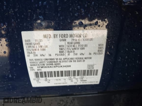 ✅ 2023 Ford Police Interceptor Utility • VIN: 1FM5K8AC6PGA34268 • Lot: 42435953. Wystawiony na IAAI z przebiegiem 24 786 mil. Bezpłatny archiwum sprzedaży aukcyjnych z USA i szczegółowy raport historii pojazdu na DreamBid. Zdjęcie 9.