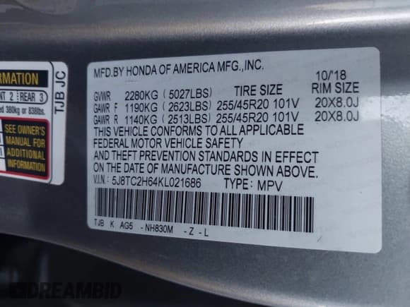 ✅ 2019 Acura RDX w/A-Spec Pkg • VIN: 5J8TC2H64KL021686 • Lot: 43817390. Wystawiony na IAAI z przebiegiem 69 277 mil. Bezpłatny archiwum sprzedaży aukcyjnych z USA i szczegółowy raport historii pojazdu na DreamBid. Zdjęcie 9.