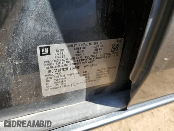 ✅ 2017 Chevrolet Colorado 4WD LT • VIN: 1GCGTCEN2H1204560 • Лот: 65600904. Опубликован ранее на Copart с пробегом 114 223 миль. Бесплатный доступ к архиву аукционных продаж из США и подробный отчёт об истории автомобиля на DreamBid. Изображение 12.
