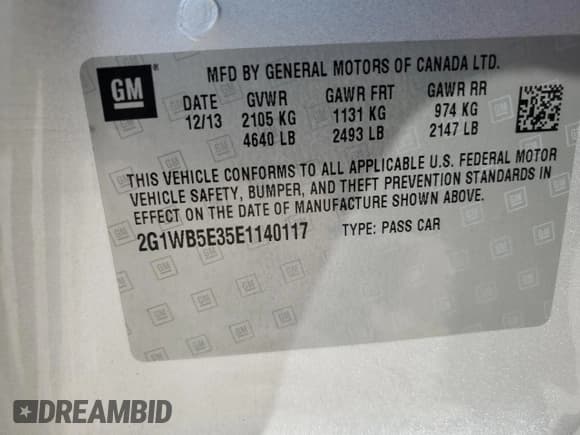 ✅ 2014 Chevrolet Impala LT • VIN: 2G1WB5E35E1140117 • Лот: 75038854. Опубликован ранее на Copart с пробегом 144 415 миль. Бесплатный доступ к архиву аукционных продаж из США и подробный отчёт об истории автомобиля на DreamBid. Изображение 14.