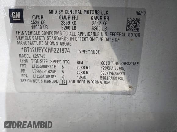 ✅ 2017 GMC Sierra 2500HD Denali • VIN: 1GT12UEYXHF221974 • Лот: 42184163. Опубликован ранее на IAAI с пробегом Не указан. Бесплатный доступ к архиву аукционных продаж из США и подробный отчёт об истории автомобиля на DreamBid. Изображение 9.