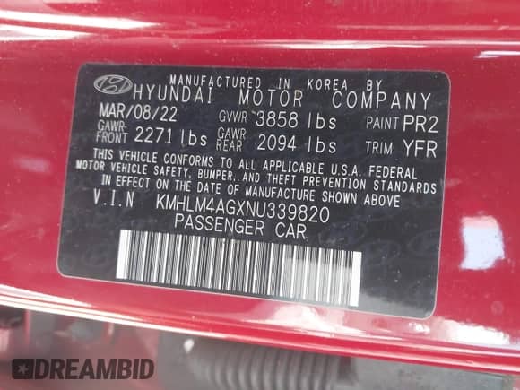 2022 Hyundai Elantra SEL с VIN KMHLM4AGXNU339820, выставлен на аукционе IAAI как лот 43191506 с пробегом 34 902 миль миль и . История ставок и продаж доступна на DreamBid. Изображение 9.