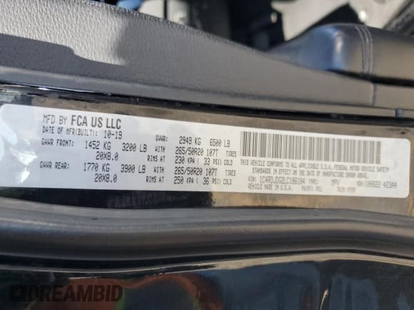 ✅ 2020 Dodge Durango GT • VIN: 1C4RDJDG2LC186104 • Lot: 80391925. Listed on Copart with 84,269 mi. Free auction sales archive from the USA and detailed vehicle history report at DreamBid. Image 13.