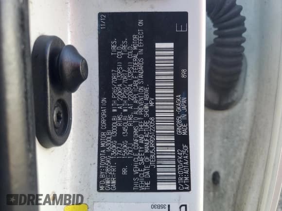 ✅ 2013 Toyota 4Runner SR5 • VIN: JTEBU5JR9D5122058 • Lot: 80036175. Listed on Copart with 337,263 mi. Free auction sales archive from the USA and detailed vehicle history report at DreamBid. Image 13.