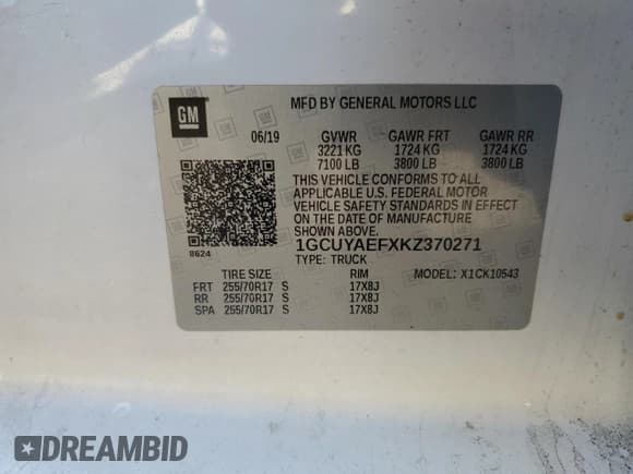 ✅ 2019 Chevrolet Silverado 1500 Work Truck • VIN: 1GCUYAEFXKZ370271 • Лот: 92332675. Опубликован ранее на Copart с пробегом 159 428 миль. Бесплатный доступ к архиву аукционных продаж из США и подробный отчёт об истории автомобиля на DreamBid. Изображение 13.