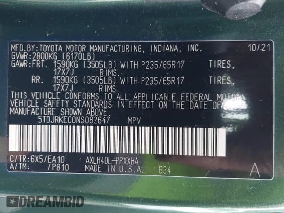 ✅ 2022 Toyota Sienna XLE • VIN: 5TDJRKEC0NS082647 • Lot: 43560189. Wystawiony na IAAI z przebiegiem 57 688 mil. Bezpłatny archiwum sprzedaży aukcyjnych z USA i szczegółowy raport historii pojazdu na DreamBid. Zdjęcie 9.