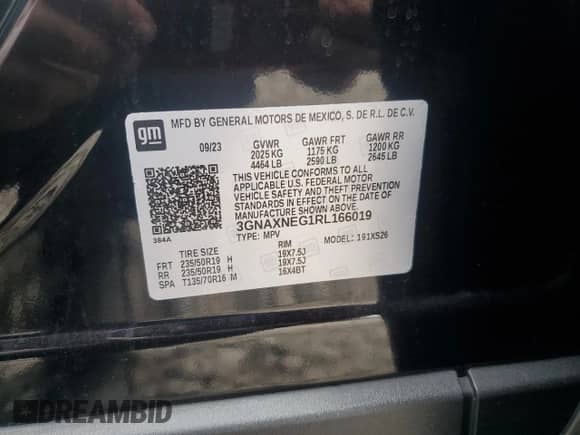 2024 Chevrolet Equinox Premier с VIN 3GNAXNEG1RL166019, выставлен на аукционе Copart как лот 70873095 с пробегом 17 239 миль миль и Списание • Salvage title. История ставок и продаж доступна на DreamBid. Изображение 14.