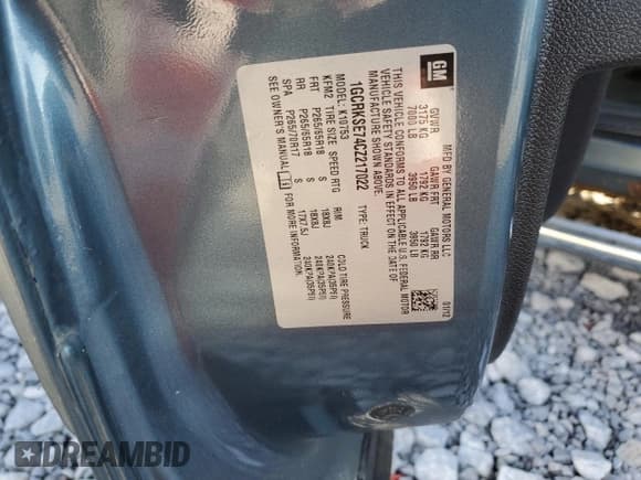 ✅ 2012 Chevrolet Silverado 1500 LT • VIN: 1GCRKSE74CZ217022 • Lot: 77106524. Listed on Copart with 110,281 mi. Free auction sales archive from the USA and detailed vehicle history report at DreamBid. Image 13.