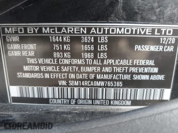 ✅ 2021 McLaren 765LT • VIN: SBM14RCA0MW765365 • Lot: 42199556. Wystawiony na IAAI z przebiegiem Nie podano. Bezpłatny archiwum sprzedaży aukcyjnych z USA i szczegółowy raport historii pojazdu na DreamBid. Zdjęcie 9.