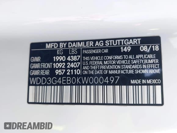 ✅ 2019 Mercedes-Benz A 220 • VIN: WDD3G4EB0KW000497 • Лот: 42140059. Опубликован ранее на IAAI с пробегом 58 288 миль. Бесплатный доступ к архиву аукционных продаж из США и подробный отчёт об истории автомобиля на DreamBid. Изображение 9.