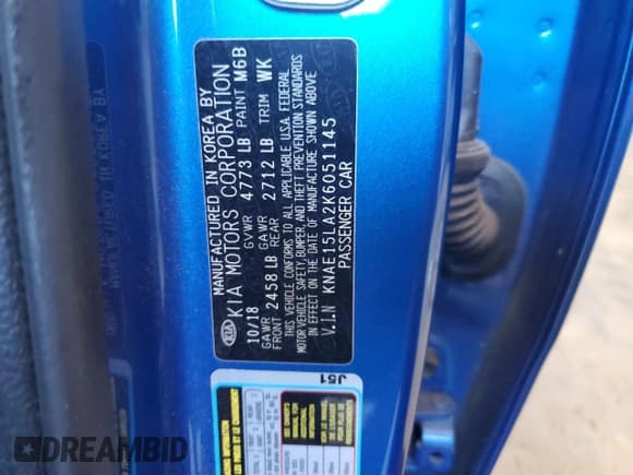 ✅ 2019 Kia Stinger • VIN: KNAE15LA2K6051145 • Lot: 56882864. Wystawiony na Copart z przebiegiem 70 295 mil. Bezpłatny archiwum sprzedaży aukcyjnych z USA i szczegółowy raport historii pojazdu na DreamBid. Zdjęcie 12.