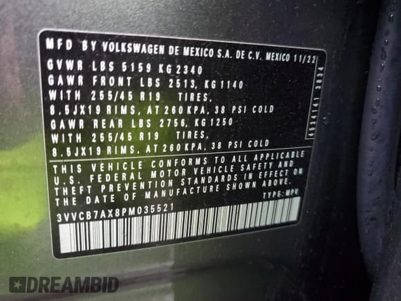 ✅ 2023 Volkswagen Tiguan SE R-Line Black • VIN: 3VVCB7AX8PM035521 • Лот: 80529405. Опубликован ранее на Copart с пробегом 90 123 миль. Бесплатный доступ к архиву аукционных продаж из США и подробный отчёт об истории автомобиля на DreamBid. Изображение 13.