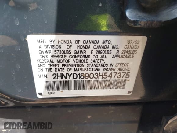 ✅ 2003 Acura MDX Touring • VIN: 2HNYD18903H547375 • Лот: 41753228. Опубликован ранее на IAAI с пробегом 200 655 миль. Бесплатный доступ к архиву аукционных продаж из США и подробный отчёт об истории автомобиля на DreamBid. Изображение 9.