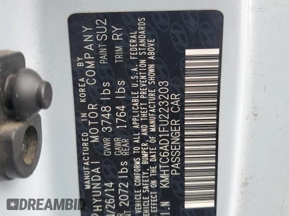 ✅ 2015 Hyundai Veloster • VIN: KMHTC6AD1FU223203 • Lot: 66915605. Wystawiony na Copart z przebiegiem 118 931 mil. Bezpłatny archiwum sprzedaży aukcyjnych z USA i szczegółowy raport historii pojazdu na DreamBid. Zdjęcie 12.