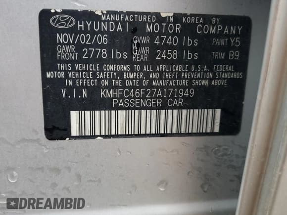 ✅ 2007 Hyundai Azera SE • VIN: KMHFC46F27A171949 • Lot: 69093825. Listed on Copart with 142,363 mi. Free auction sales archive from the USA and detailed vehicle history report at DreamBid. Image 13.