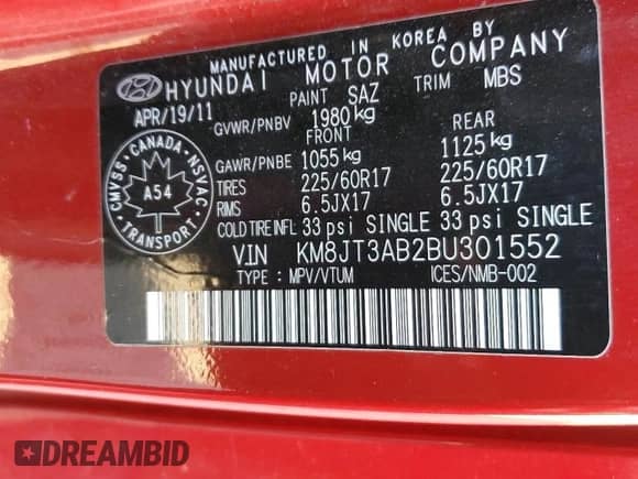 ✅ 2011 Hyundai Tucson GL • VIN: KM8JT3AB2BU301552 • Lot: 84405255. Wystawiony na Copart z przebiegiem 218 983 mil. Bezpłatny archiwum sprzedaży aukcyjnych z USA i szczegółowy raport historii pojazdu na DreamBid. Zdjęcie 13.