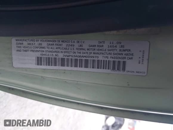 ✅ 2010 Volkswagen Beetle • VIN: 3VWPG3AG8AM009970 • Lot: 43865986. Listed on IAAI with 152,861 mi. Free auction sales archive from the USA and detailed vehicle history report at DreamBid. Image 9.