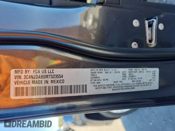 ✅ 2021 Jeep Compass Sport • VIN: 3C4NJDAB0MT523554 • Lot: 85908985. Wystawiony na Copart z przebiegiem 54 759 mil. Bezpłatny archiwum sprzedaży aukcyjnych z USA i szczegółowy raport historii pojazdu na DreamBid. Zdjęcie 13.
