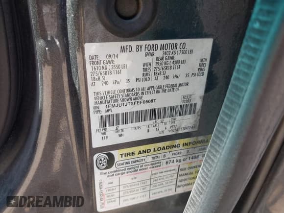 ✅ 2015 Ford Expedition XLT • VIN: 1FMJU1JTXFEF05087 • Lot: 43365384. Wystawiony na IAAI z przebiegiem 225 655 mil. Bezpłatny archiwum sprzedaży aukcyjnych z USA i szczegółowy raport historii pojazdu na DreamBid. Zdjęcie 9.